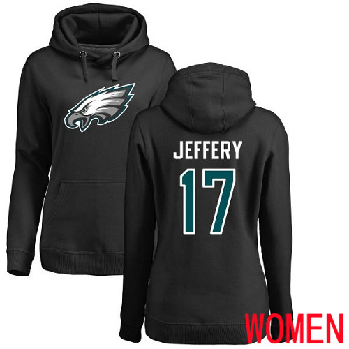 Women Philadelphia Eagles #17 Alshon Jeffery Black Name and Number Logo NFL Pullover Hoodie Sweatshirts